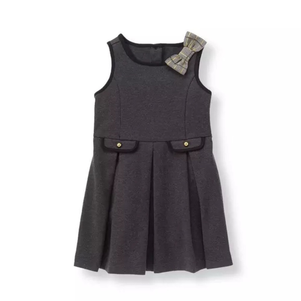 Janie and Jack| Girls Kids Pleated Ponte Dress Charcoal Grey- Size 4